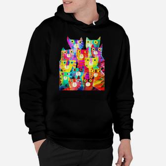Funny Colorful Cats Shirt For Cat Lovers- Mother's Day Gift Hoodie | Crazezy