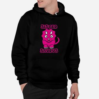 Funny Cute Kids Sister Saurus Triceratops Pink Dino Gift Hoodie | Crazezy