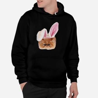Funny Easter Persian Cat Bunny Ears Adorable Cat Face Fluffy Hoodie | Crazezy