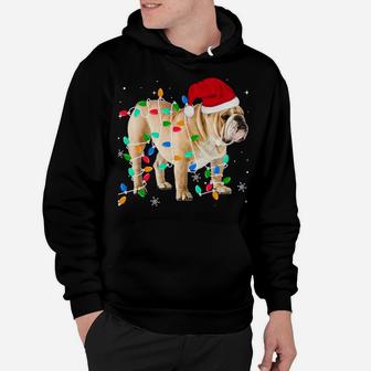 Funny English Bulldog Christmas Light Gifts Xmas Sweatshirt Hoodie | Crazezy