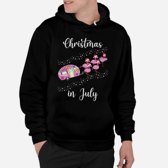 Funny Flamingo Pink Retro Camping Car Christmas In July Hoodie | Crazezy