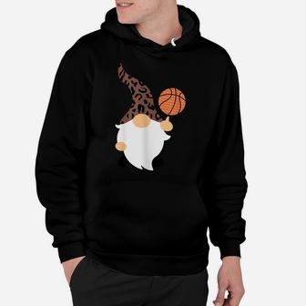 Funny Gnome Basketball Leopard Print For Women Teen Girls Hoodie | Crazezy