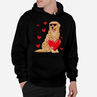 Funny Golden Retriever Heart Valentines Day Gift Dog Lover Hoodie - Monsterry