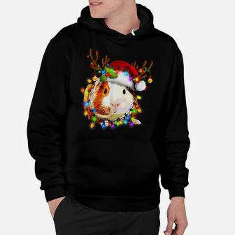 Funny Guinea Pig Christmas Reindeer Christmas Lights Pajama Hoodie | Crazezy