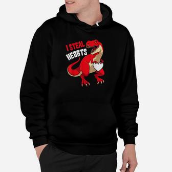 Funny I Steal Hearts Dino Dinosaur T Rex Valentines Day Boys Hoodie - Monsterry CA