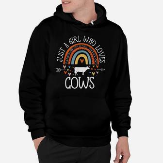 Funny Just A Girl Who Loves Cows Boho Rainbow Hoodie | Crazezy AU