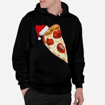 Funny Pizza Lover Santa Hat Christmas Pajama Pepperoni Gift Hoodie | Crazezy CA