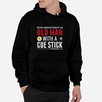 Funny Pool Billiards Player Old Man With Cue Stick Hoodie | Crazezy