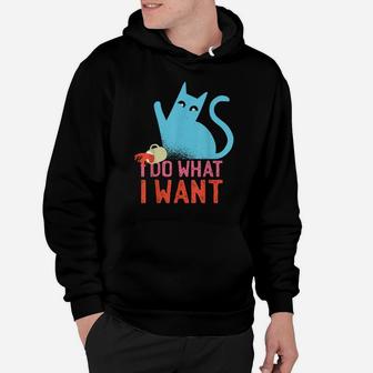 Funny Retro Rebel Cat I Do What I Want Cat Lovers Hoodie | Crazezy
