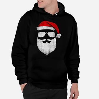 Funny Santa Claus Face Sunglasses With Hat Beard Christmas Hoodie | Crazezy