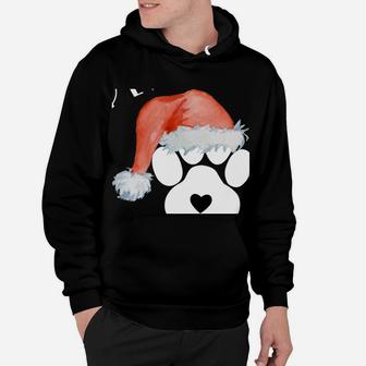 Funny Santa Hat Dog Cat Paw Print Tshirt Christmas Clothes Sweatshirt Hoodie | Crazezy