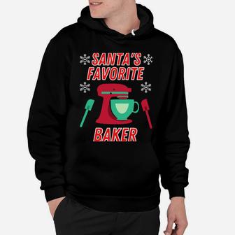 Funny Santas Favorite Baker Love Baking Christmas Bake Gift Sweatshirt Hoodie | Crazezy