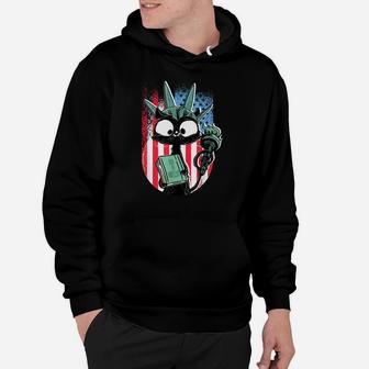 Funny Statue Of Liberty Cat | Liberkitty 4Th July Black Cat Hoodie | Crazezy