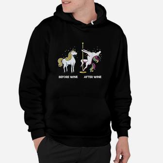 Funny Unicorn Before Wine After Wine Design Dancing Pole Hoodie | Crazezy