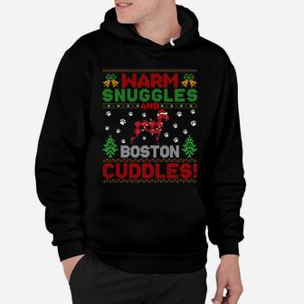 Funny Warm Snuggles Ugly Boston Terrier Christmas Sweatshirt Hoodie | Crazezy