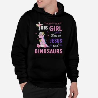 Funny Watercolor Girl Run On Jesus And Dinosaurs Hoodie - Monsterry CA
