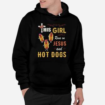 Funny Watercolor Girl Run On Jesus And Hot Dogs Hoodie - Monsterry