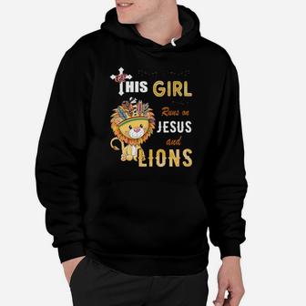 Funny Watercolor Girl Run On Jesus And Lions Hoodie - Monsterry
