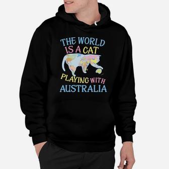 Funny World Is A Cat Playing Map Hoodie | Crazezy