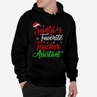 Funny Xmas Santa's Favorite Teacher Assistant Christmas Hoodie | Crazezy