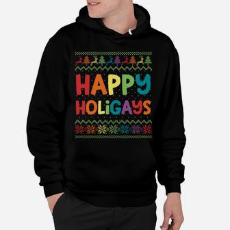 Gay Christmas Funny Lgbt Happy Holigays Rainbow Party Gift Sweatshirt Hoodie | Crazezy UK