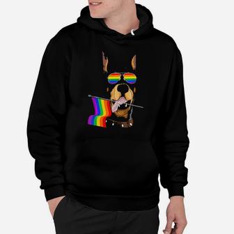Gay Pride Rainbow Flag Doberman Lgbt Pride Gifts Hoodie - Monsterry AU