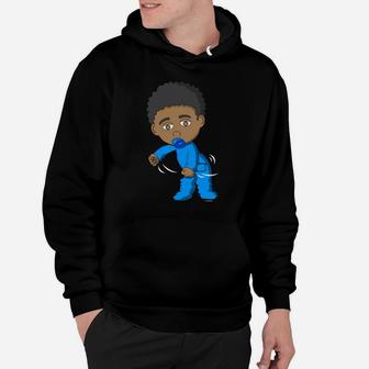 Gender Reveal Party Team Boy Cute Flossing Black Baby Floss Sweatshirt Hoodie | Crazezy