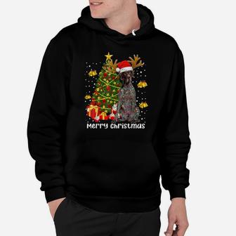 German Shorthaired Pointer Santa Christmas Tree Lights Xmas Hoodie | Crazezy UK