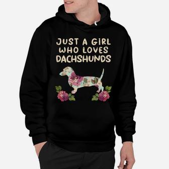 Girl Loves Dachshunds Flower Weiner Sausage Dog Animal Gift Hoodie | Crazezy AU
