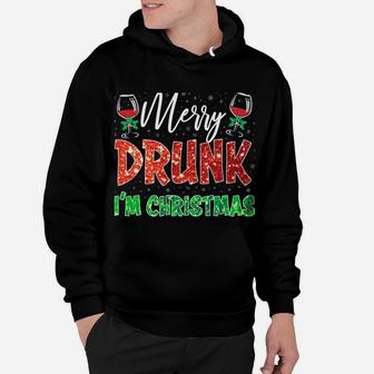 Glass Of Red Wine Merry Drunk I'm Christmas Funny Xmas Gift Hoodie | Crazezy DE