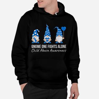 Gnome One Fights Alone Child Abuse Awareness Blue Ribbon Hoodie | Crazezy UK