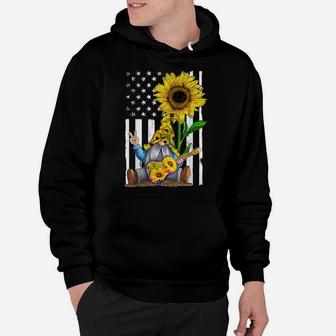 Gnome Playing Guitar Sunflower Hippie Gnomes American Flag Hoodie | Crazezy DE