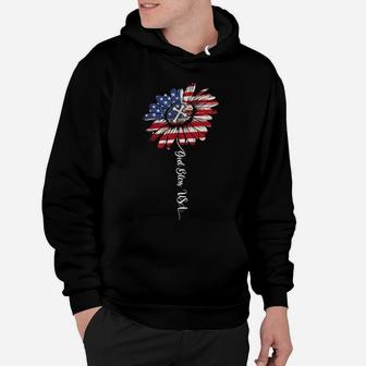 Gode Daisy American Flag God Bless Usa Patriotic Flower Hoodie | Crazezy