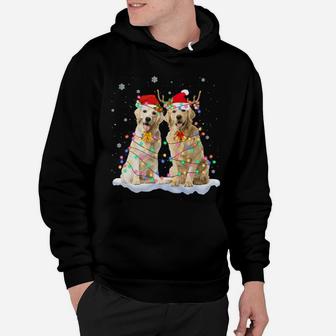 Golden Retriever Christmas Santa Hat Reindeer Lights Pajama Sweatshirt Hoodie | Crazezy