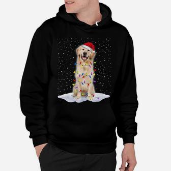 Golden Retriever Santa Christmas Tree Lights Xmas Gifts Sweatshirt Hoodie | Crazezy