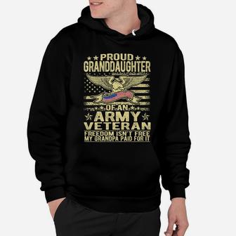 Granddaughter Of An Army Veteran Us Flag Military Family Hoodie | Crazezy