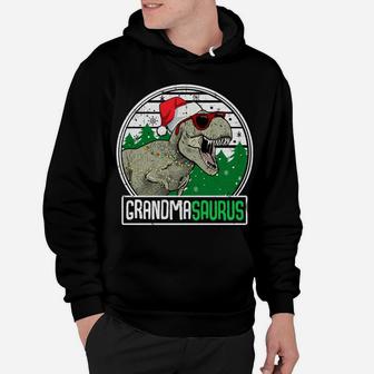 Grandmasaurus Grandma Dinosaur T-Rex Family Christmas Sweatshirt Hoodie | Crazezy