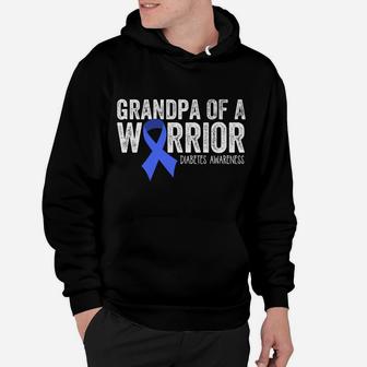 Grandpa Of A Warrior T1d Diabetic Blue Ribbon Support Gift Hoodie | Crazezy UK