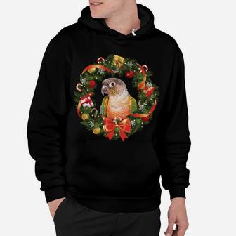 Green Cheek Conure Parrot Christmas Wreath Hoodie | Crazezy DE