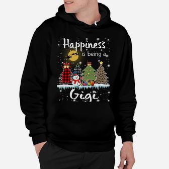 Happiness Is Being A Gigi Christmas Tree Leopard Plaid Snow Hoodie | Crazezy