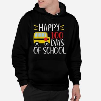 Happy 100 Days Of School Cute School Bus Boys Girls Gift Hoodie | Crazezy