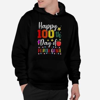 Happy 100Th Day Of Fourth Grade Colorful Teacher And Student Hoodie | Crazezy UK