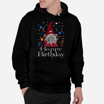 Happy Birthday Gnome Lovers Gift Cute Heart Buffalo Plaid Hoodie | Crazezy DE