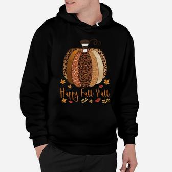 Happy Fall Y’All Pumpkin Leopard Print Thanksgiving Autumn Sweatshirt Hoodie | Crazezy AU