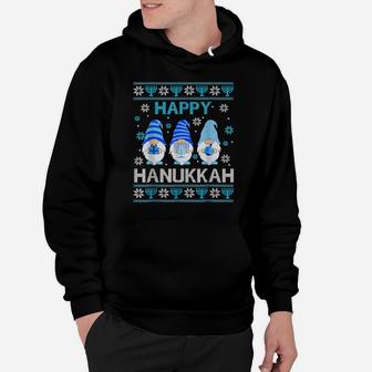 Happy Hanukkah Gnome Gnomies Menorah Pajama Ugly Hoodie | Crazezy