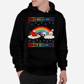 Happy Holigays Rainbow Ugly Christmas Lgbt Gay Pun Xmas Gift Sweatshirt Hoodie | Crazezy AU