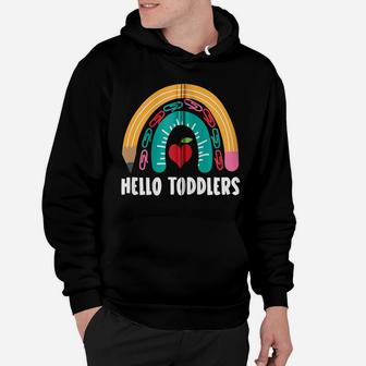 Hello Toddlers, Funny Boho Rainbow For Teachers Zip Hoodie Hoodie | Crazezy