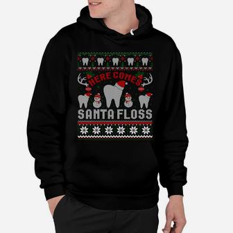Here Comes Santa Floss Dentist Christmas Ugly Sweater Sweatshirt Hoodie | Crazezy UK