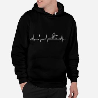 Herren Hoodie EKG-Design mit Rudermotiv, schwarzes Ruderer-Motiv Tee - Seseable