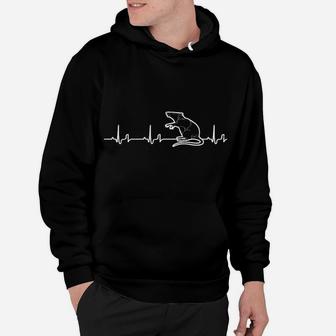 Herzfrequenz Hund Silhouette Hoodie, Schwarzes Haustierfan Tee - Seseable